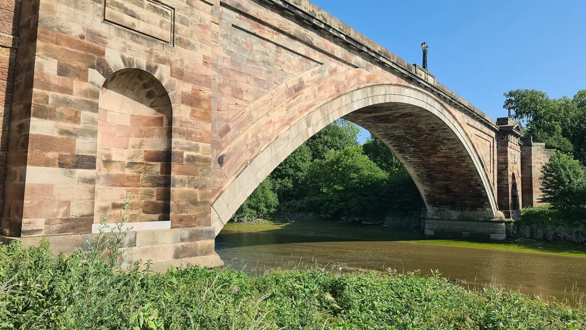 The Grosvenor Bridge over the River Dee, on the main road south out of Chester
